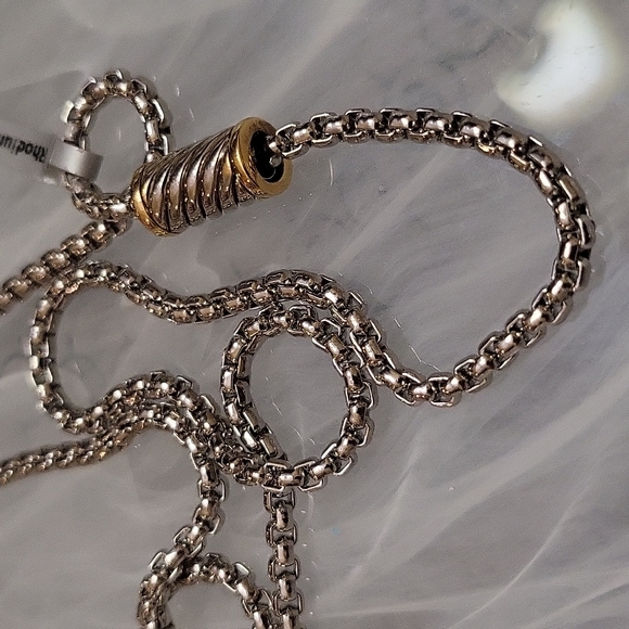 18k Rhodium Plated 20" Box Link Chain Magnetic Cable Barrle Clasp - Picture 8 of 11